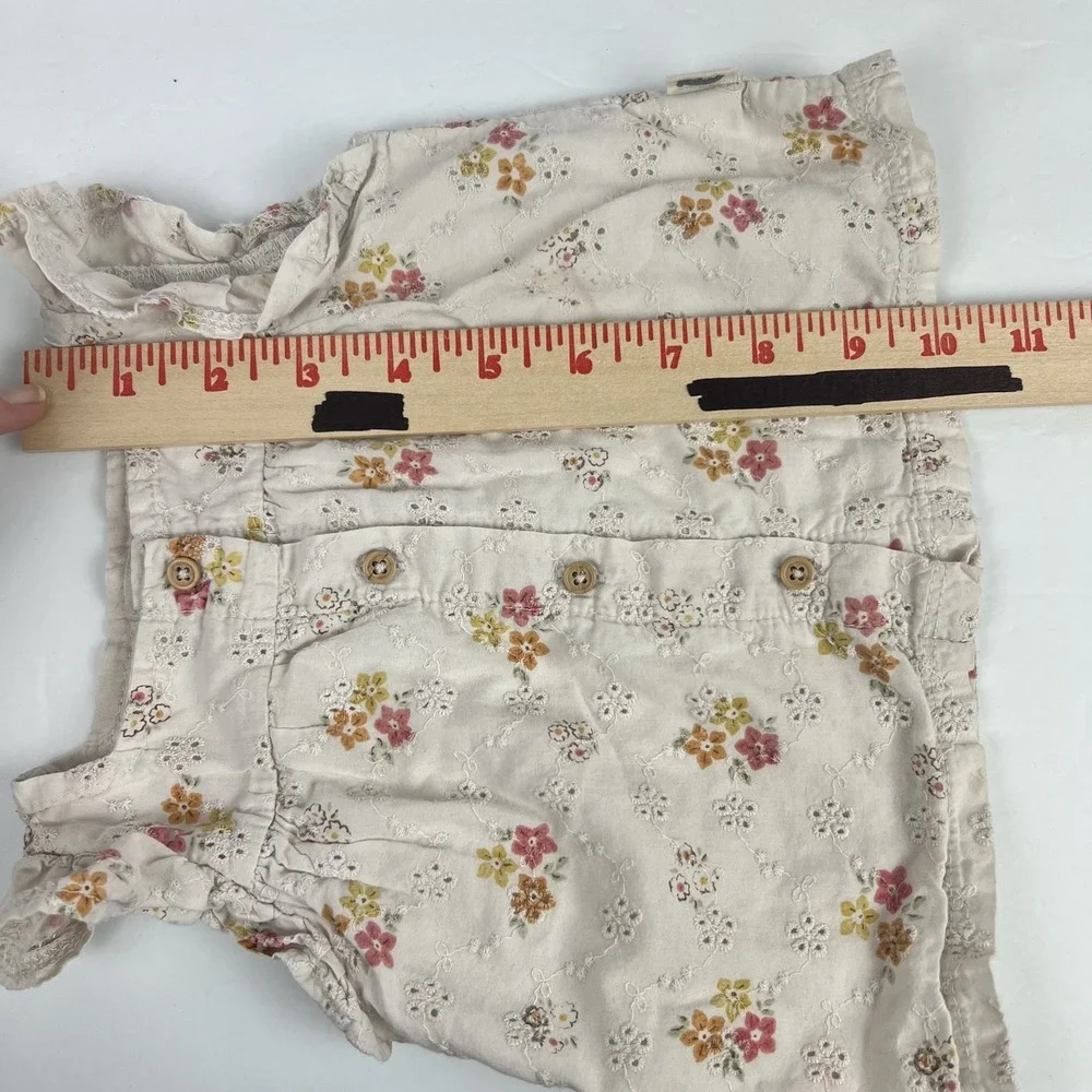 Rabbit Bear Organic‎ Cotton Baby Girl Top 6-9m Floral Eyelet Ruffle Flutter